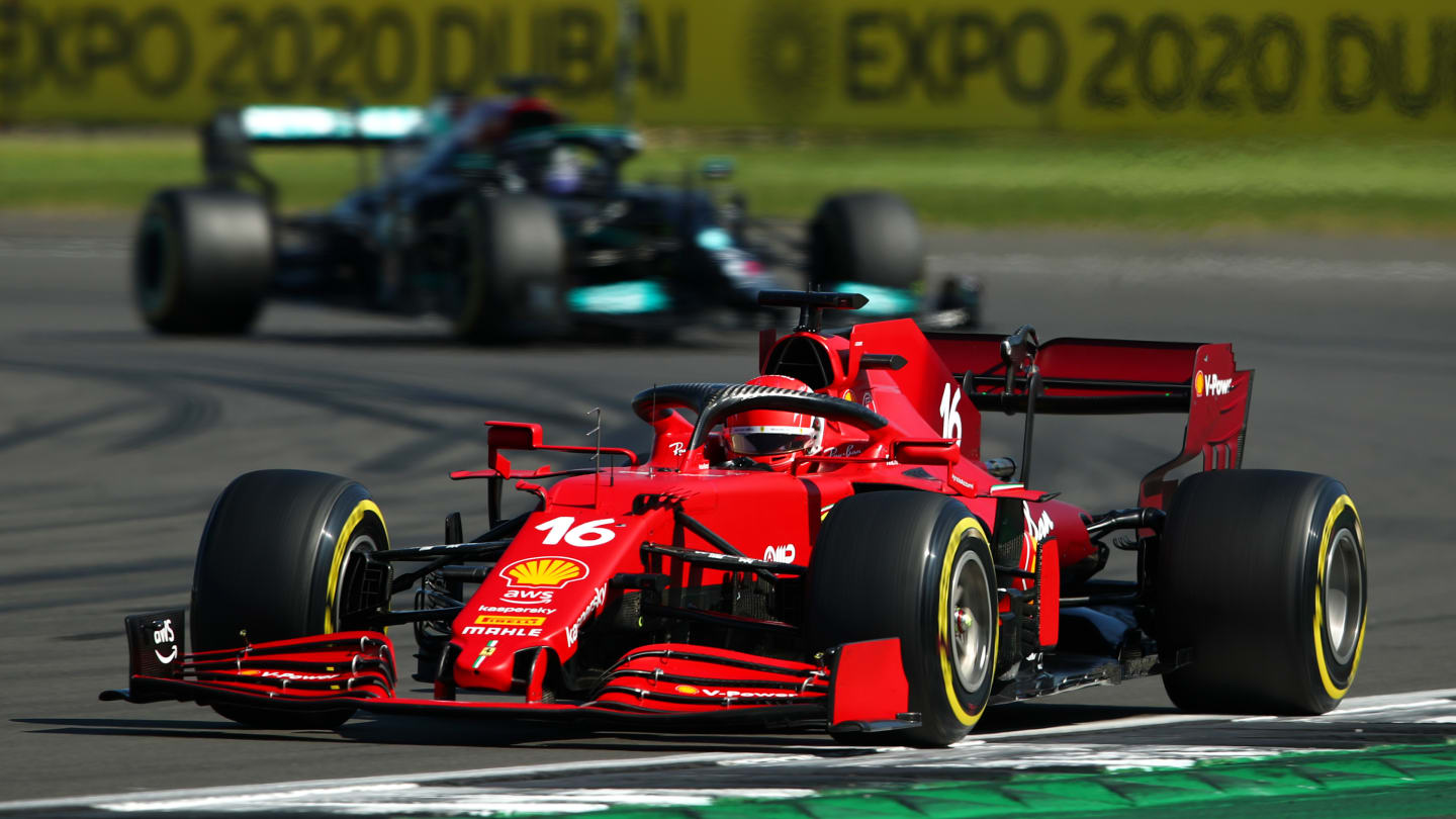 NORTHAMPTON, ENGLAND - JULY 18: Charles Leclerc of Monaco driving the (16) Scuderia Ferrari SF21