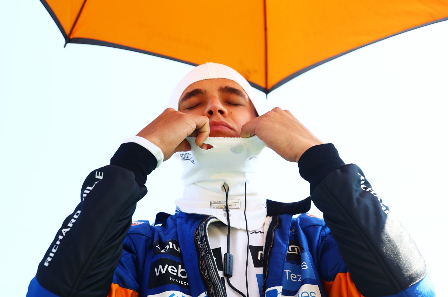 NORTHAMPTON, ENGLAND - JULY 18: Lando Norris of Great Britain and McLaren F1 prepares to drive on