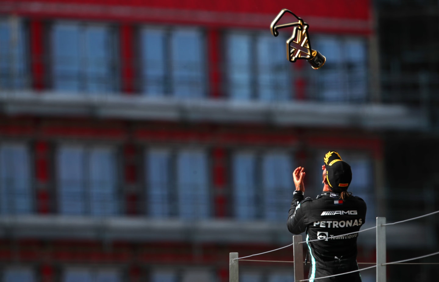 NORTHAMPTON, ENGLAND - JULY 18: Race winner Lewis Hamilton of Great Britain and Mercedes GP