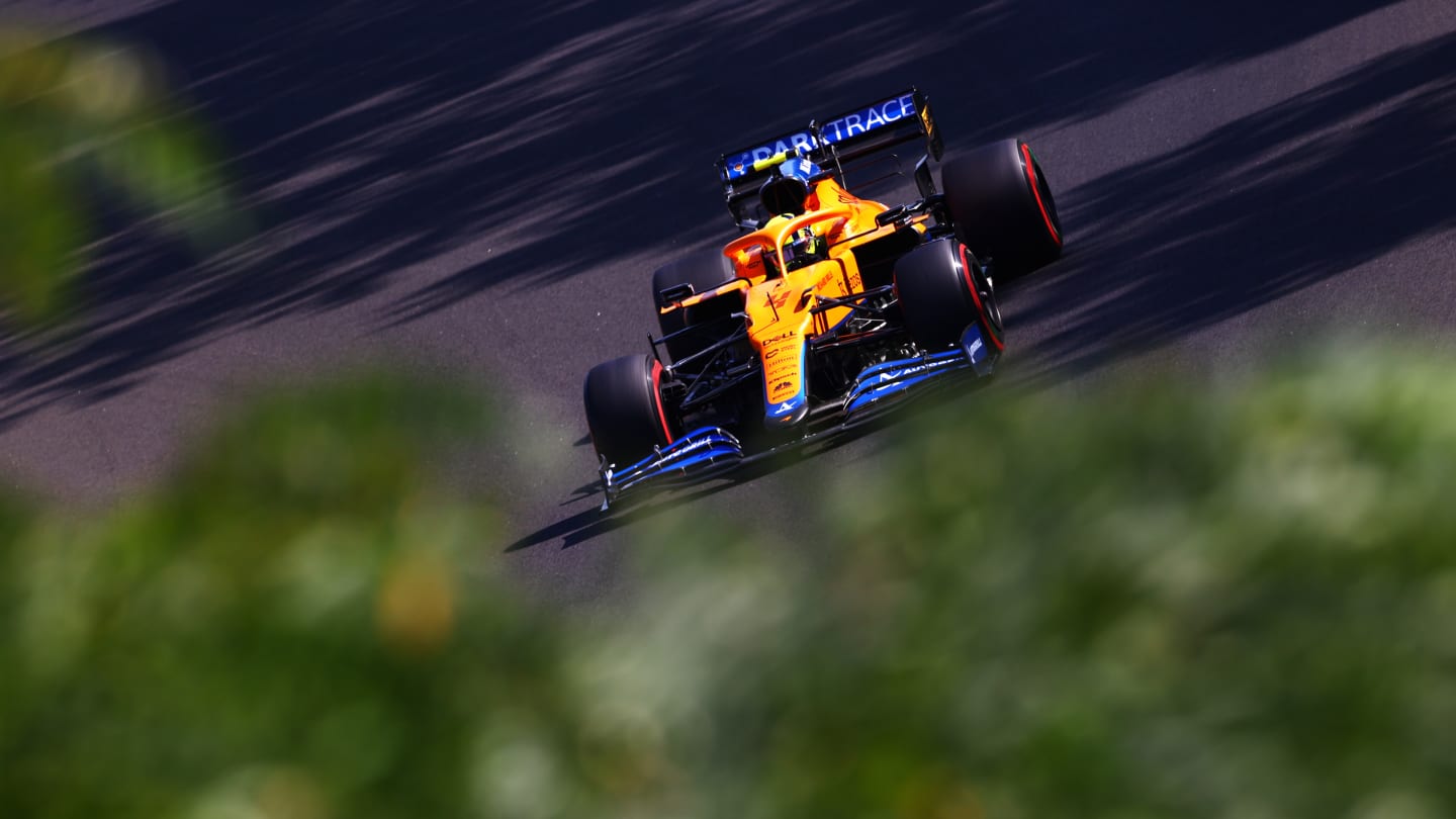 BUDAPEST, HUNGARY - JULY 30: Lando Norris of Great Britain driving the (4) McLaren F1 Team MCL35M