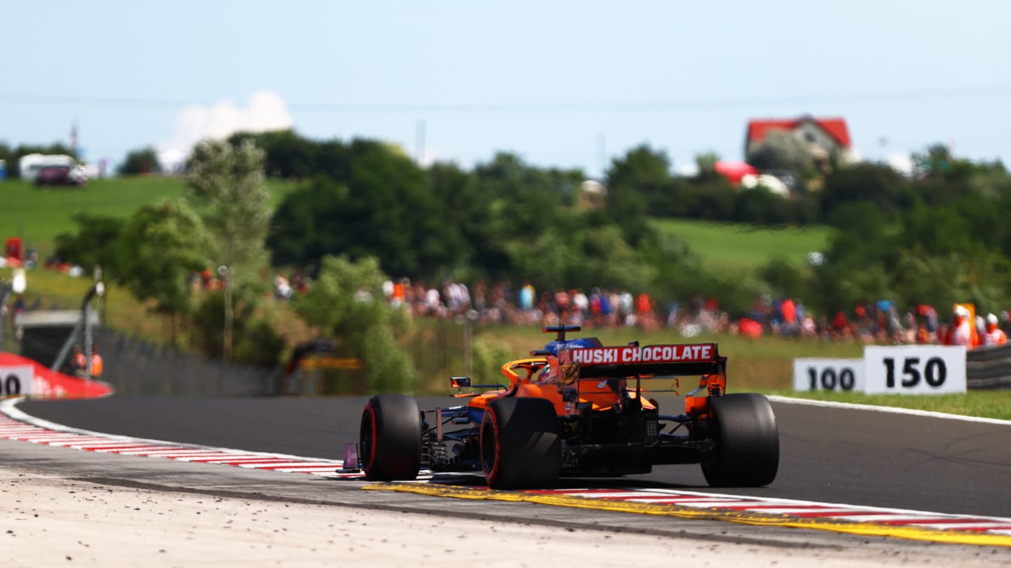 BUDAPEST, HUNGARY - JULY 31: Daniel Ricciardo of Australia driving the (3) McLaren F1 Team MCL35M