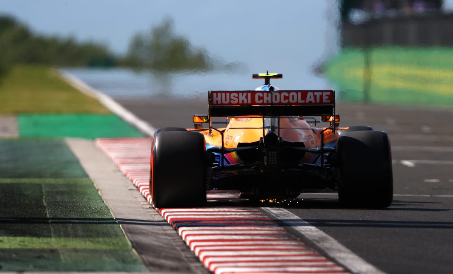 BUDAPEST, HUNGARY - JULY 31: Lando Norris of Great Britain driving the (4) McLaren F1 Team MCL35M Mercedes during qualifying ahead of the F1 Grand Prix of Hungary at Hungaroring on July 31, 2021 in Budapest, Hungary. (Photo by Bryn Lennon/Getty Images)