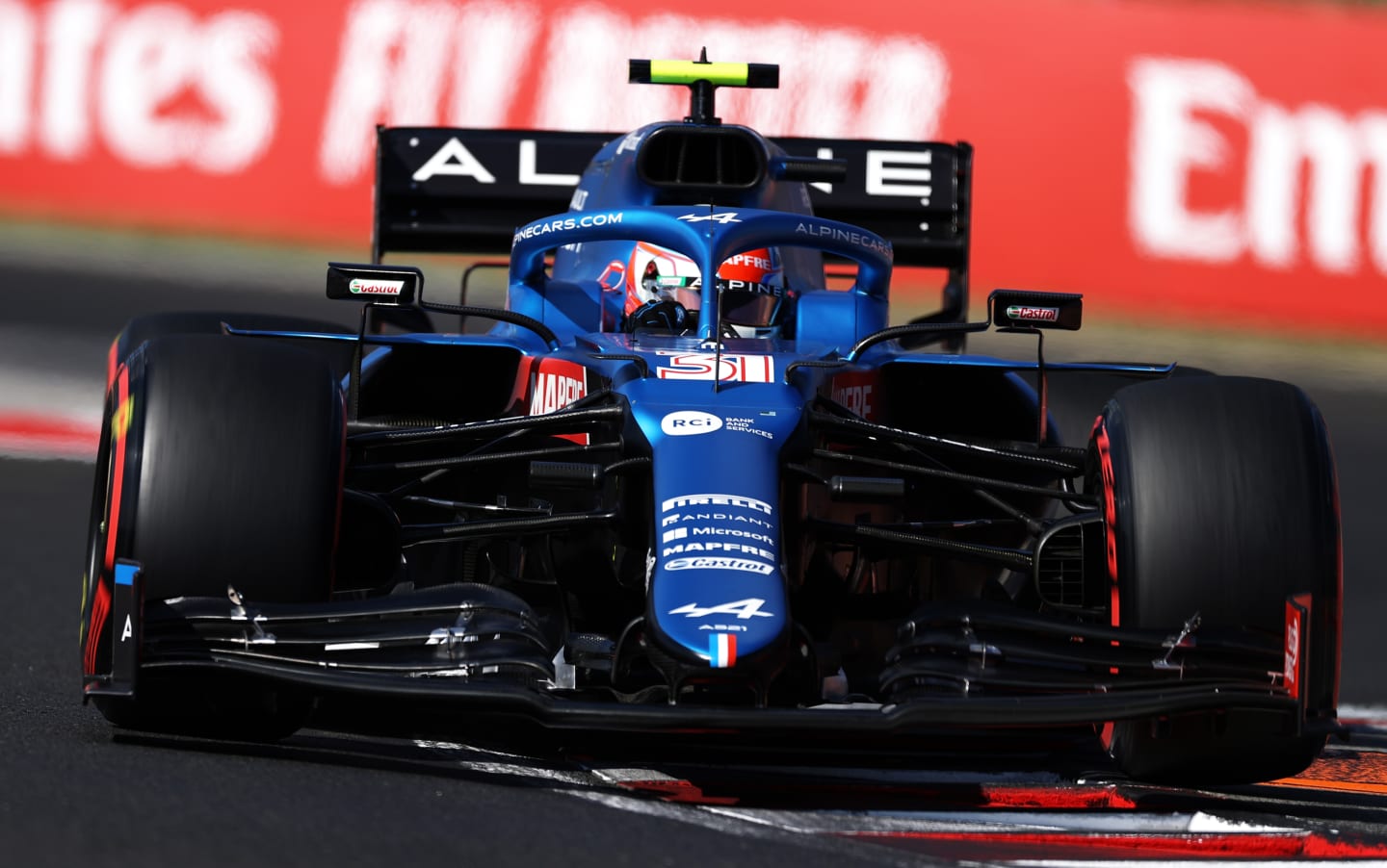 BUDAPEST, HUNGARY - JULY 31: Esteban Ocon of France driving the (31) Alpine A521 Renault during qualifying ahead of the F1 Grand Prix of Hungary at Hungaroring on July 31, 2021 in Budapest, Hungary. (Photo by Lars Baron/Getty Images)