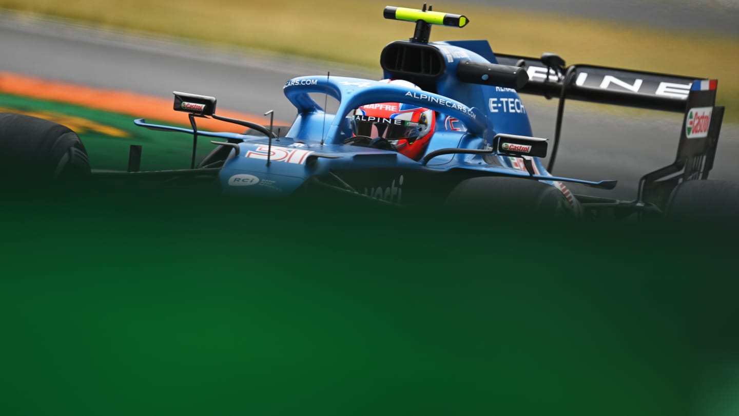 MONZA, ITALY - SEPTEMBER 10: Esteban Ocon of France driving the (31) Alpine A521 Renault during practice ahead of the F1 Grand Prix of Italy at Autodromo di Monza on September 10, 2021 in Monza, Italy. (Photo by Clive Mason - Formula 1/Formula 1 via Getty Images)