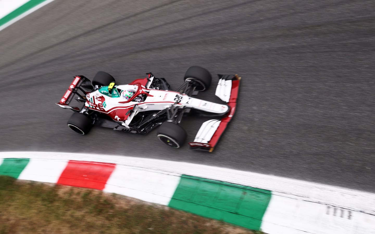 MONZA, ITALY - SEPTEMBER 10: Antonio Giovinazzi of Italy driving the (99) Alfa Romeo Racing C41 Ferrari during practice ahead of the F1 Grand Prix of Italy at Autodromo di Monza on September 10, 2021 in Monza, Italy. (Photo by Lars Baron/Getty Images)