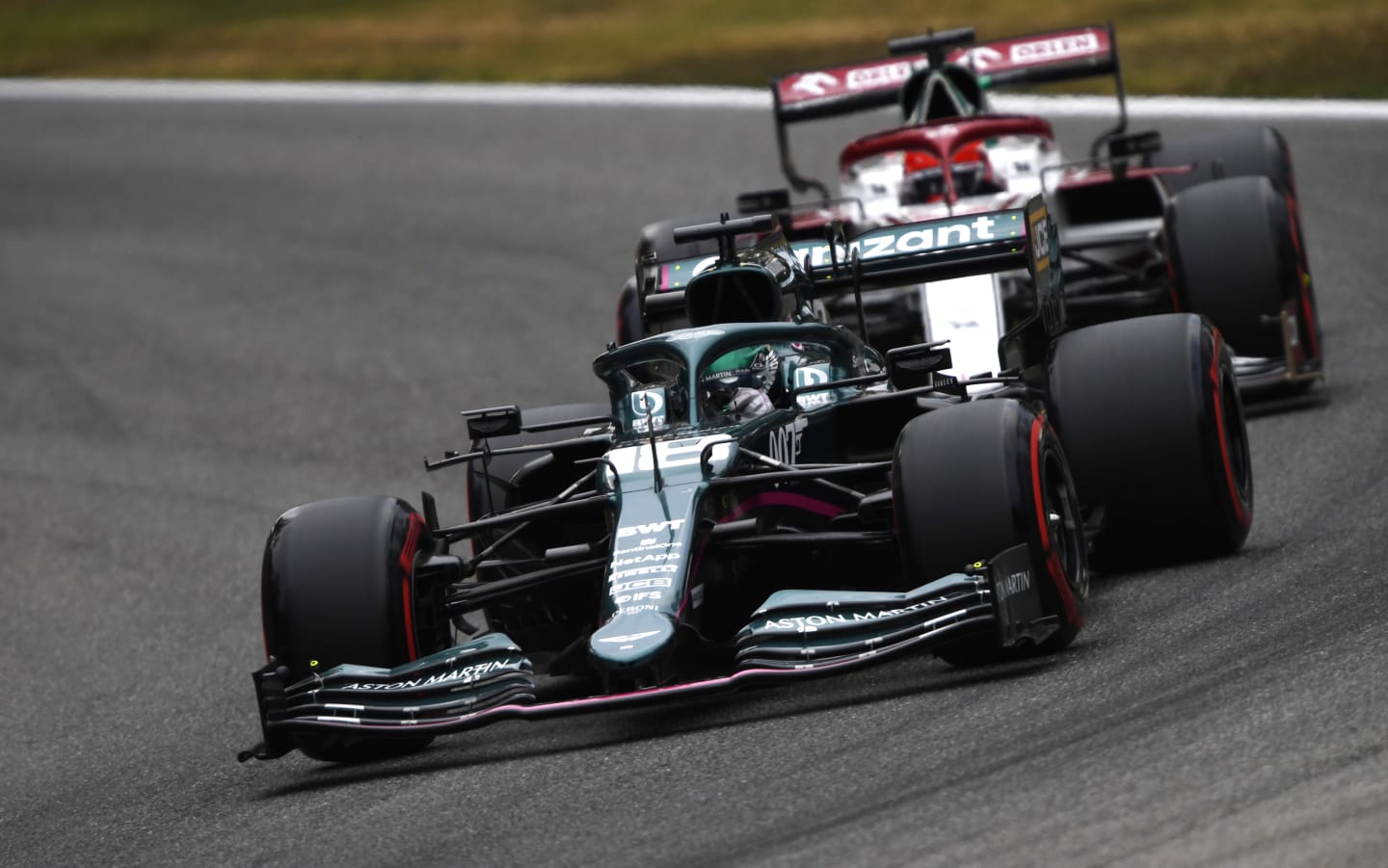 MONZA, ITALY - SEPTEMBER 10: Lance Stroll of Canada driving the (18) Aston Martin AMR21 Mercedes