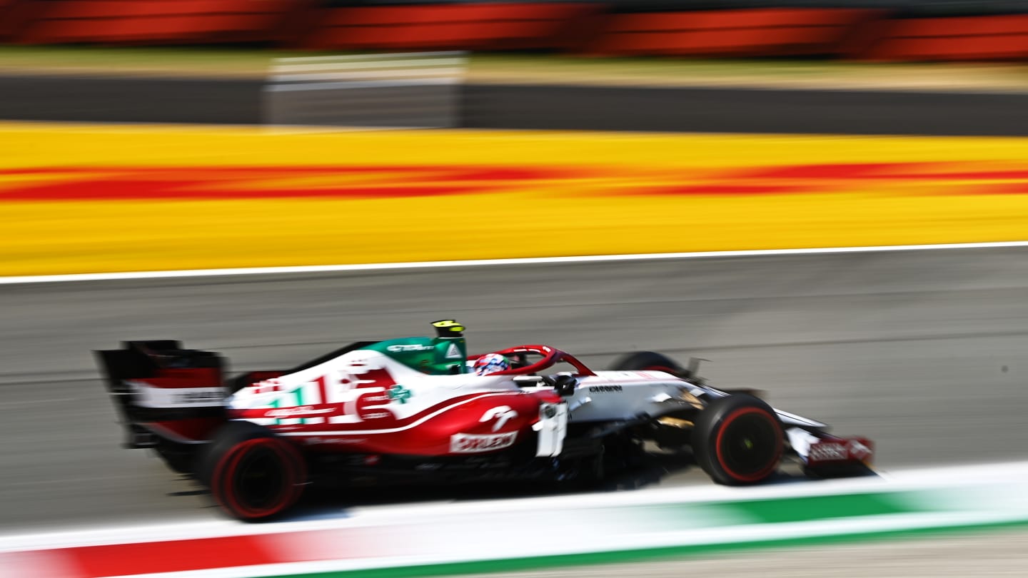 MONZA, ITALY - SEPTEMBER 11: Antonio Giovinazzi of Italy driving the (99) Alfa Romeo Racing C41 Ferrari during practice ahead of the F1 Grand Prix of Italy at Autodromo di Monza on September 11, 2021 in Monza, Italy. (Photo by Clive Mason - Formula 1/Formula 1 via Getty Images)