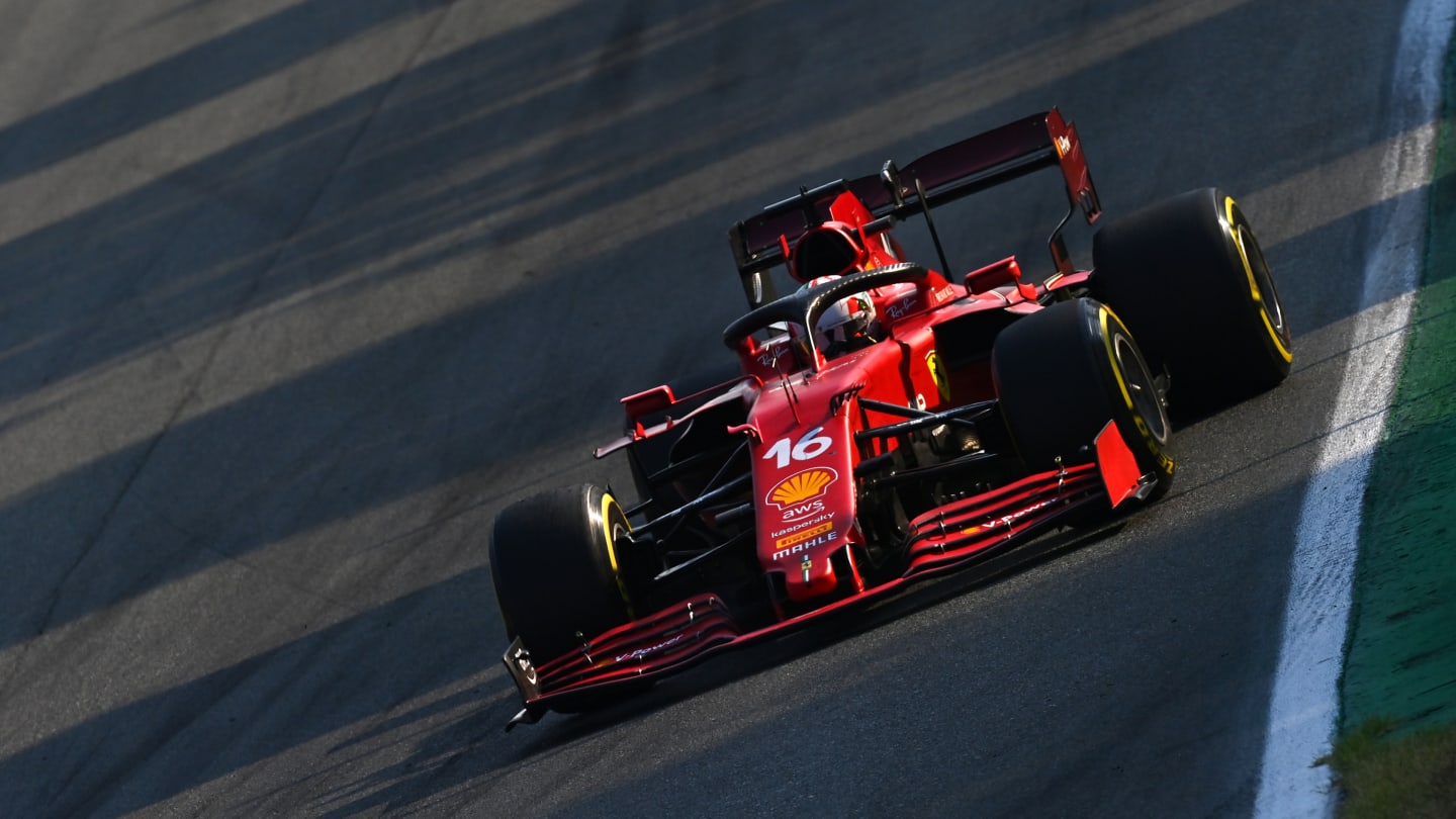 MONZA, ITALY - SEPTEMBER 11: Charles Leclerc of Monaco driving the (16) Scuderia Ferrari SF21