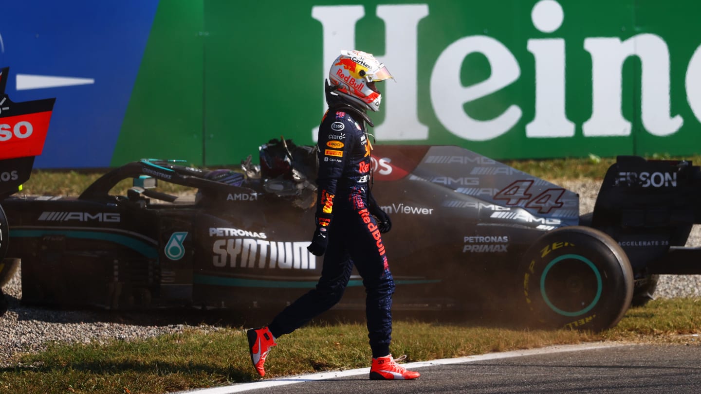 MONZA, ITALY - SEPTEMBER 12: Max Verstappen of Netherlands and Red Bull Racing walks back to the