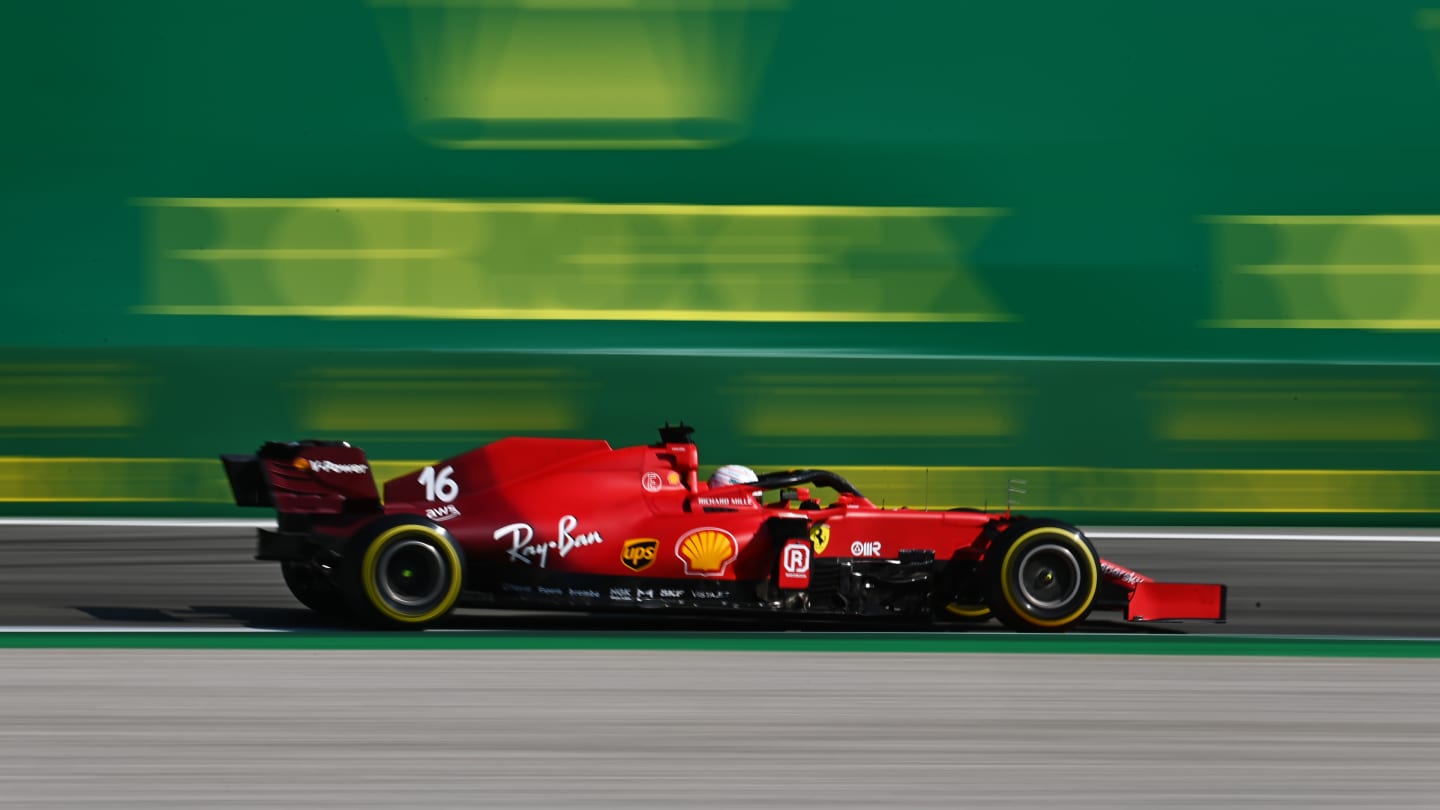 MONZA, ITALY - SEPTEMBER 12: Charles Leclerc of Monaco driving the (16) Scuderia Ferrari SF21