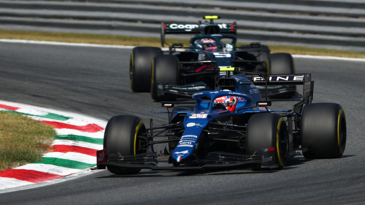MONZA, ITALY - SEPTEMBER 12: Esteban Ocon of France driving the (31) Alpine A521 Renault during the F1 Grand Prix of Italy at Autodromo di Monza on September 12, 2021 in Monza, Italy. (Photo by Joe Portlock - Formula 1/Formula 1 via Getty Images)