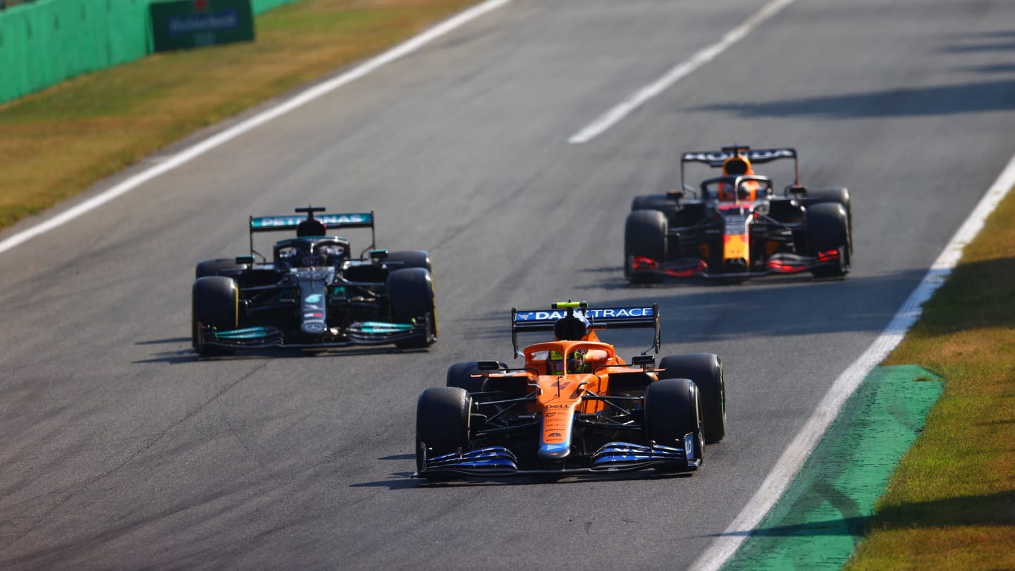 MONZA, ITALY - SEPTEMBER 12: Lando Norris of Great Britain driving the (4) McLaren F1 Team MCL35M