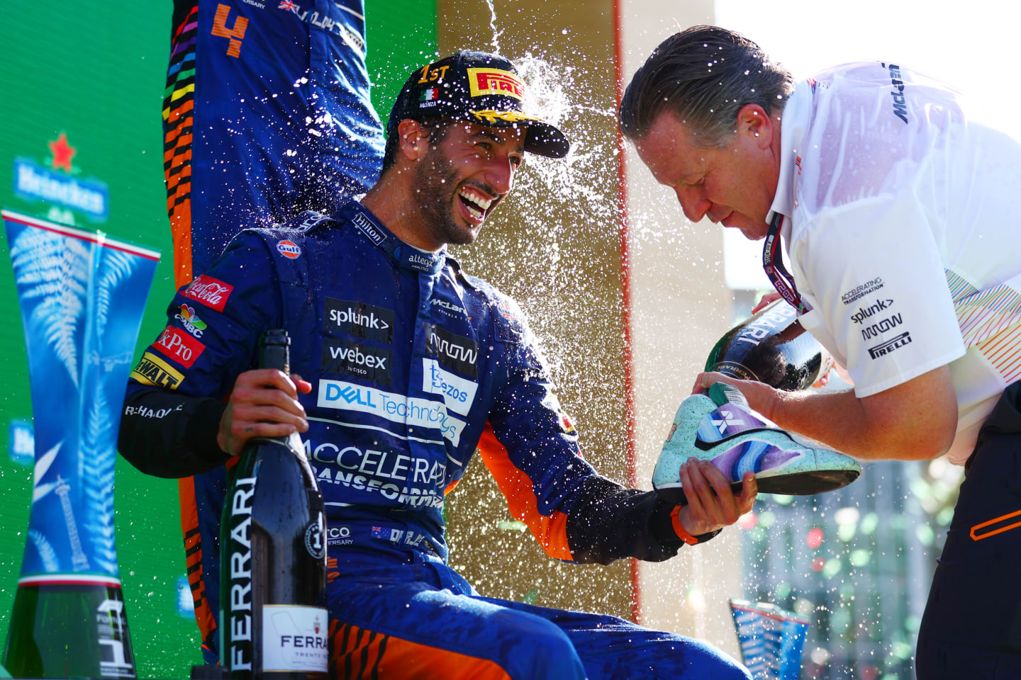 MONZA, ITALY - SEPTEMBER 12: Race winner Daniel Ricciardo of Australia and McLaren F1 and McLaren