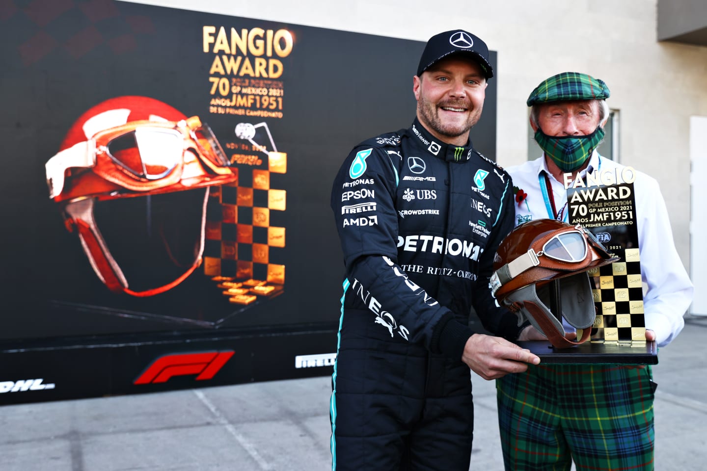 MEXICO CITY, MEXICO - NOVEMBER 06: Pole position qualifier Valtteri Bottas of Finland and Mercedes