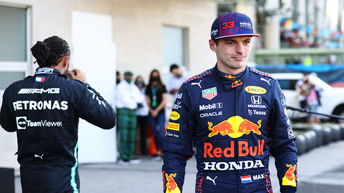 MEXICO CITY, MEXICO - NOVEMBER 06: Third place qualifier Max Verstappen of Netherlands and Red Bull Racing looks on in parc ferme during qualifying ahead of the F1 Grand Prix of Mexico at Autodromo Hermanos Rodriguez on November 06, 2021 in Mexico City, Mexico. (Photo by Bryn Lennon - Formula 1/Formula 1 via Getty Images)