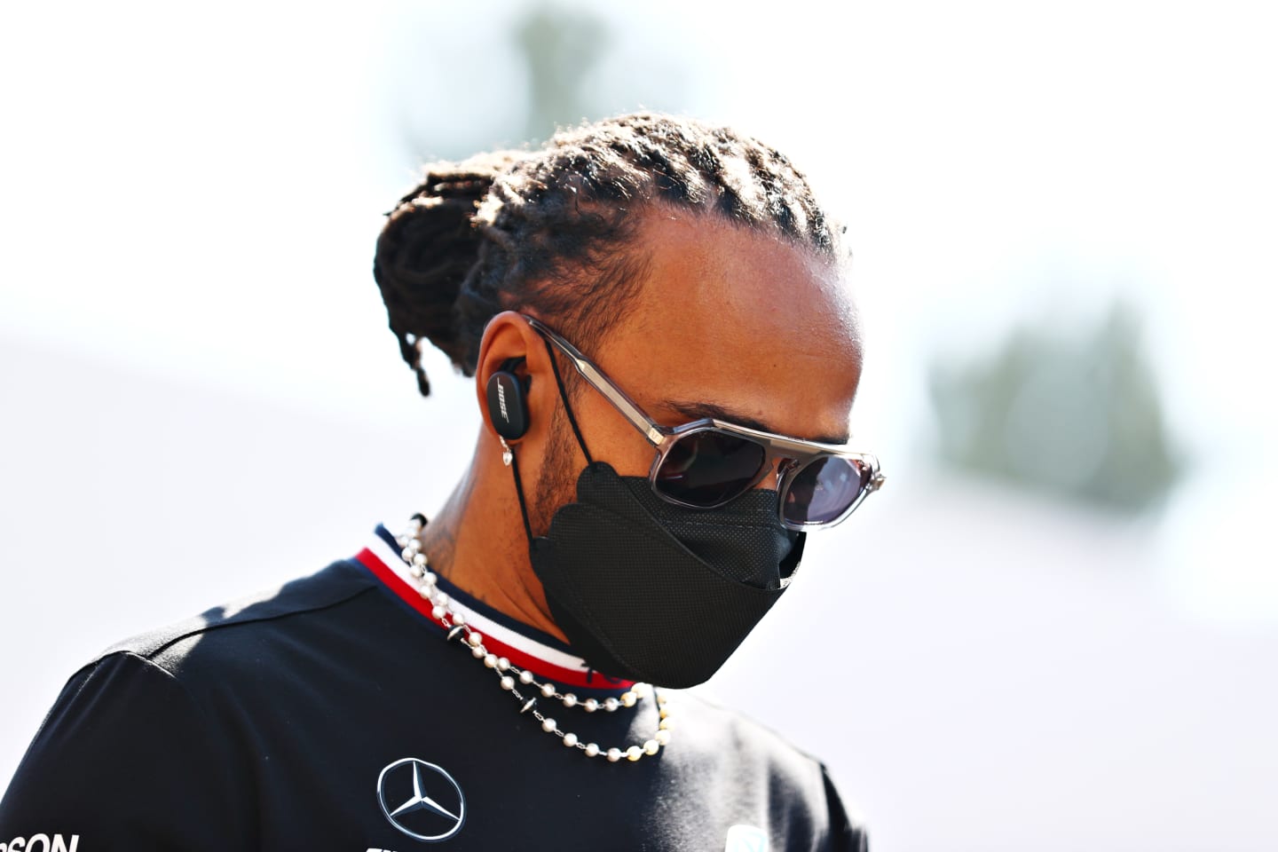 MEXICO CITY, MEXICO - NOVEMBER 07: Lewis Hamilton of Great Britain and Mercedes GP walks in the