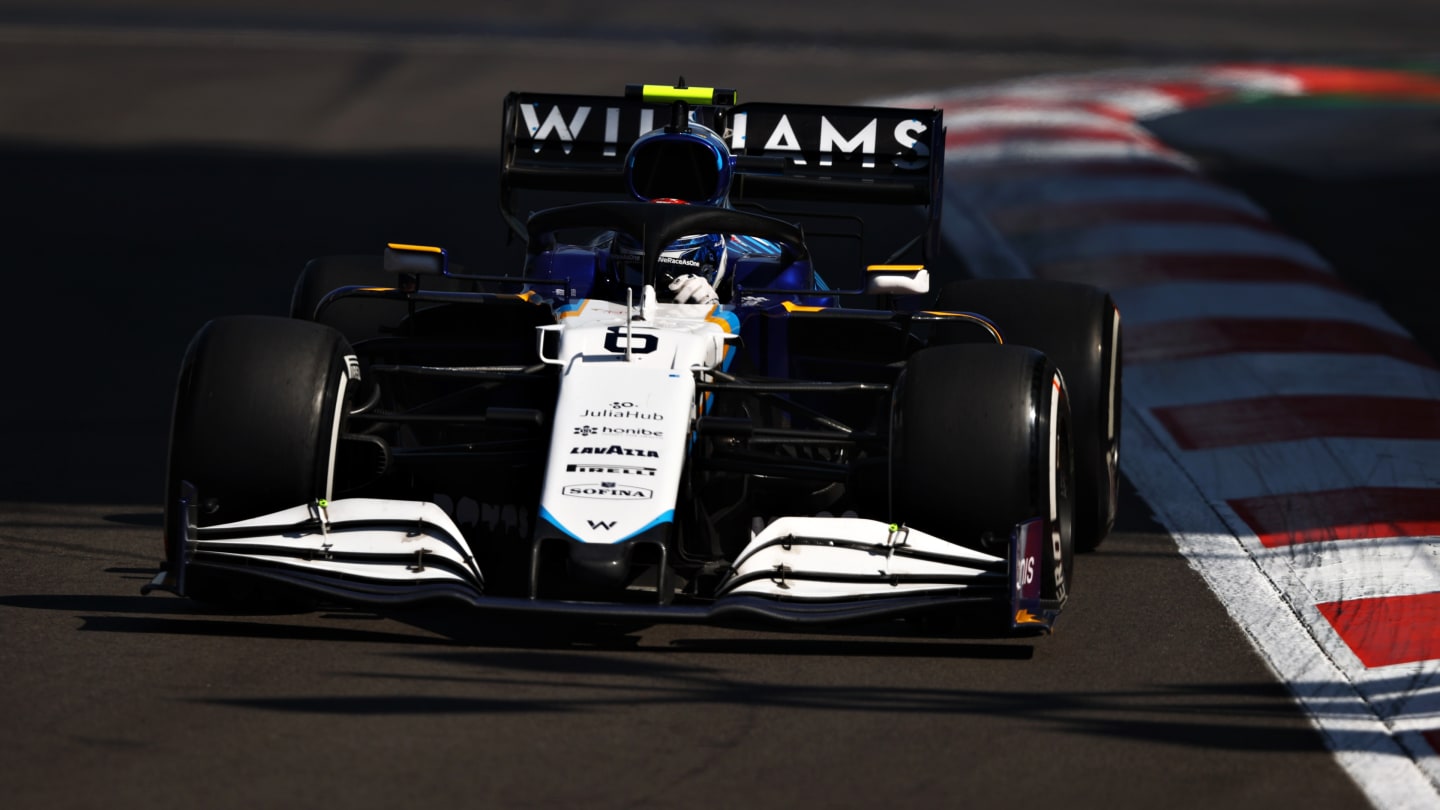 MEXICO CITY, MEXICO - NOVEMBER 07: Nicholas Latifi of Canada driving the (6) Williams Racing FW43B Mercedes during the F1 Grand Prix of Mexico at Autodromo Hermanos Rodriguez on November 07, 2021 in Mexico City, Mexico. (Photo by Bryn Lennon - Formula 1/Formula 1 via Getty Images)