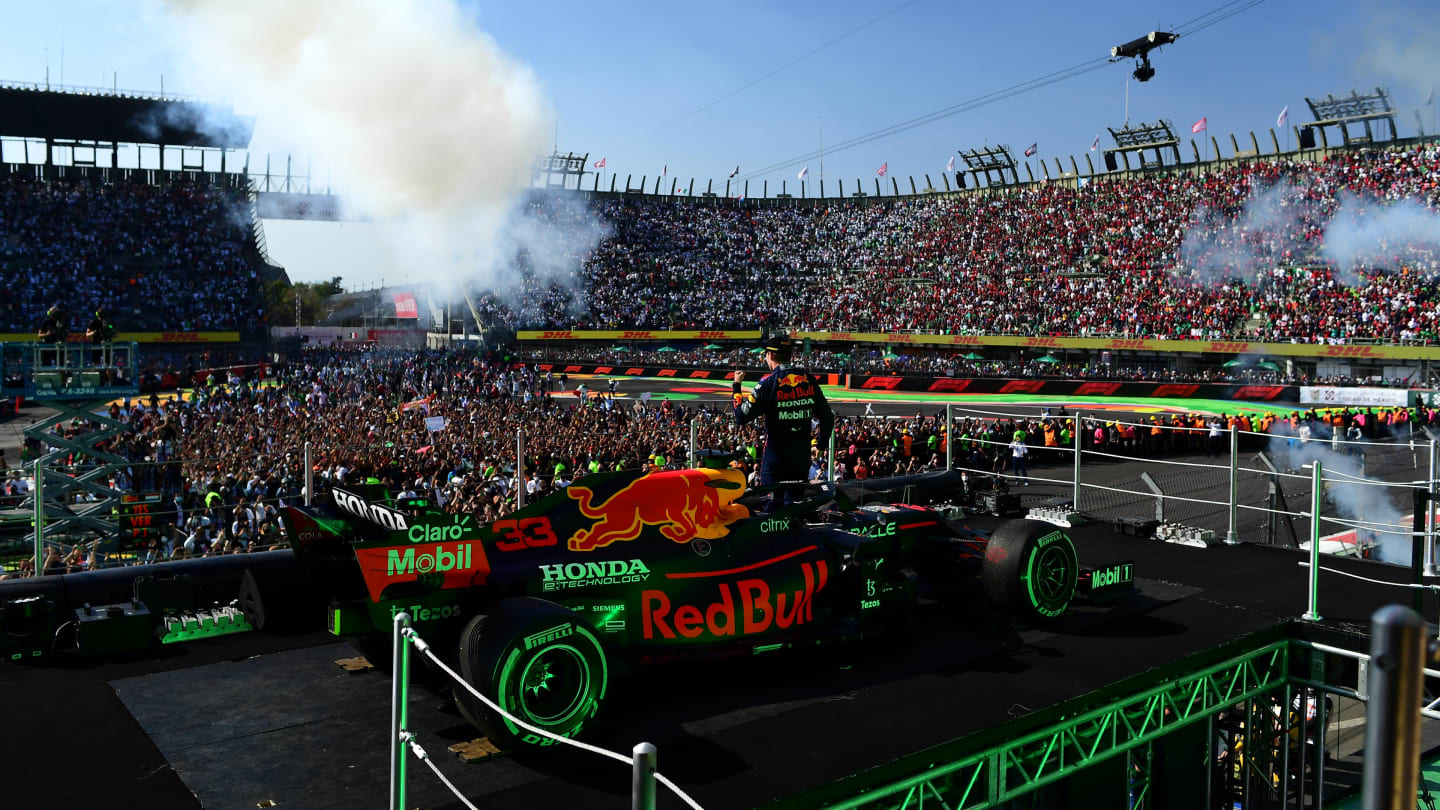 MEXICO CITY, MEXICO - NOVEMBER 07: Race winner Max Verstappen of Netherlands and Red Bull Racing