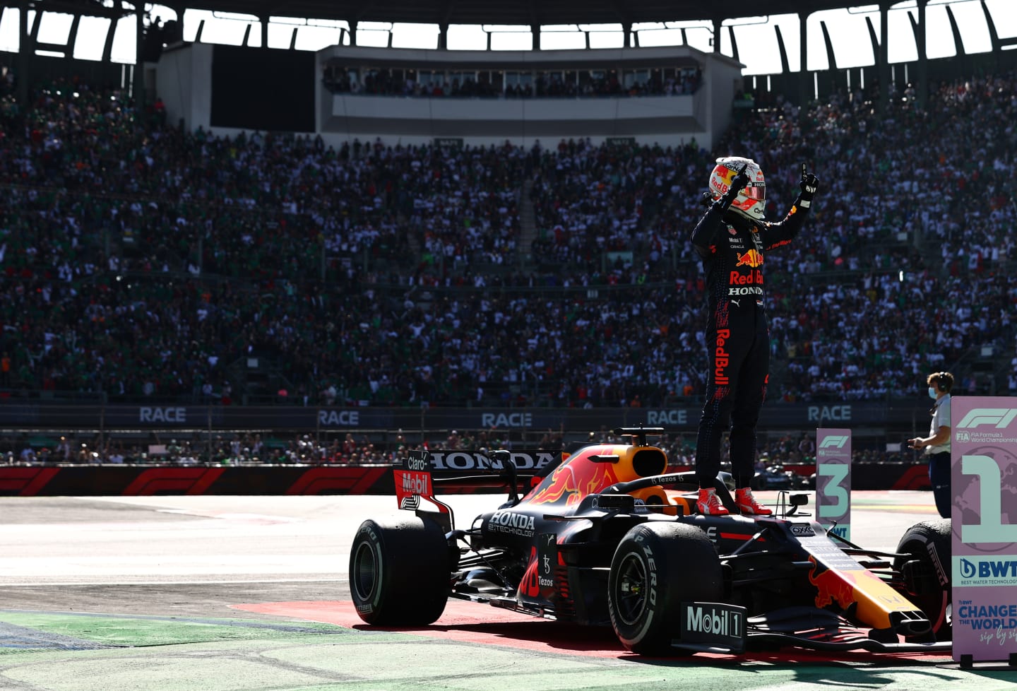 MEXICO CITY, MEXICO - NOVEMBER 07: Race winner Max Verstappen of Netherlands and Red Bull Racing