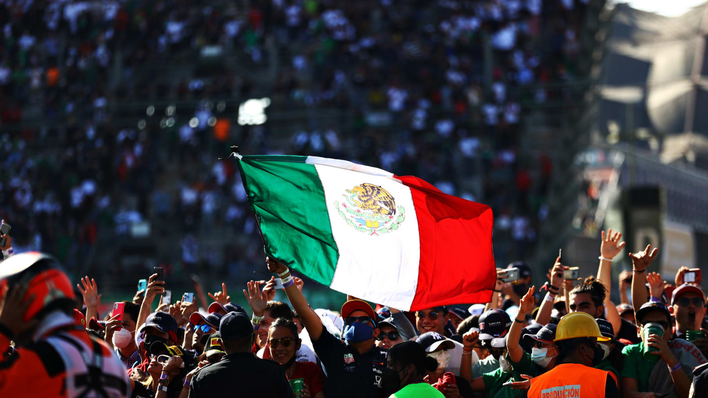 MEXICO CITY, MEXICO - NOVEMBER 07: Fans celebrate at the podium celebrations during the F1 Grand