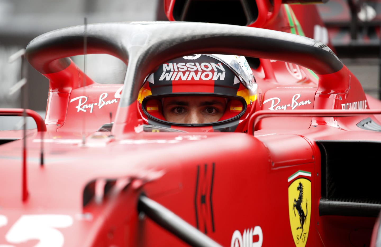 MONTE-CARLO, MONACO - MAY 22: Fourth placed qualifier Carlos Sainz of Spain and Ferrari looks on from his car as he arrives into parc ferme after qualifying prior to the F1 Grand Prix of Monaco at Circuit de Monaco on May 22, 2021 in Monte-Carlo, Monaco. (Photo by Sebastien Nogier - Pool/Getty Images)