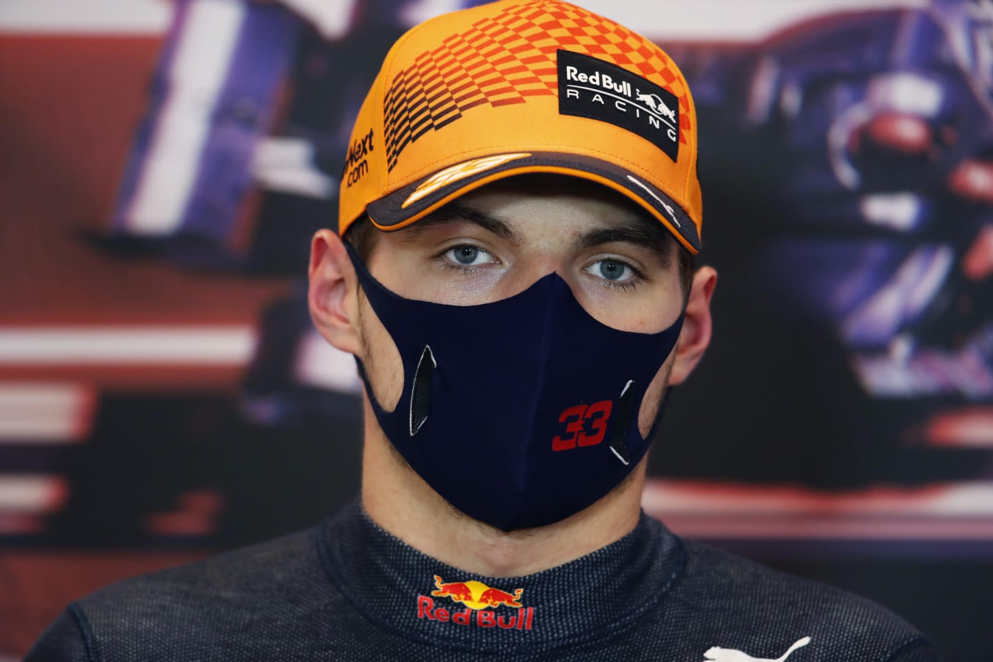 MONTE-CARLO, MONACO - MAY 22: Second placed qualifier Max Verstappen of Netherlands and Red Bull Racing talks during a Press Conference after qualifying prior to the F1 Grand Prix of Monaco at Circuit de Monaco on May 22, 2021 in Monte-Carlo, Monaco. (Photo by Pool/Getty Images)