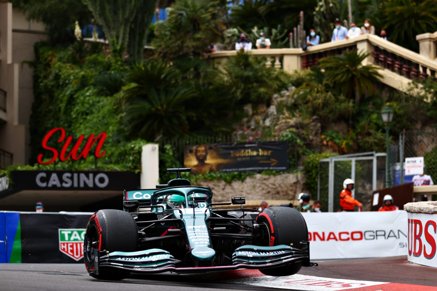 MONTE-CARLO, MONACO - MAY 22: Lance Stroll of Canada driving the (18) Aston Martin AMR21 Mercedes