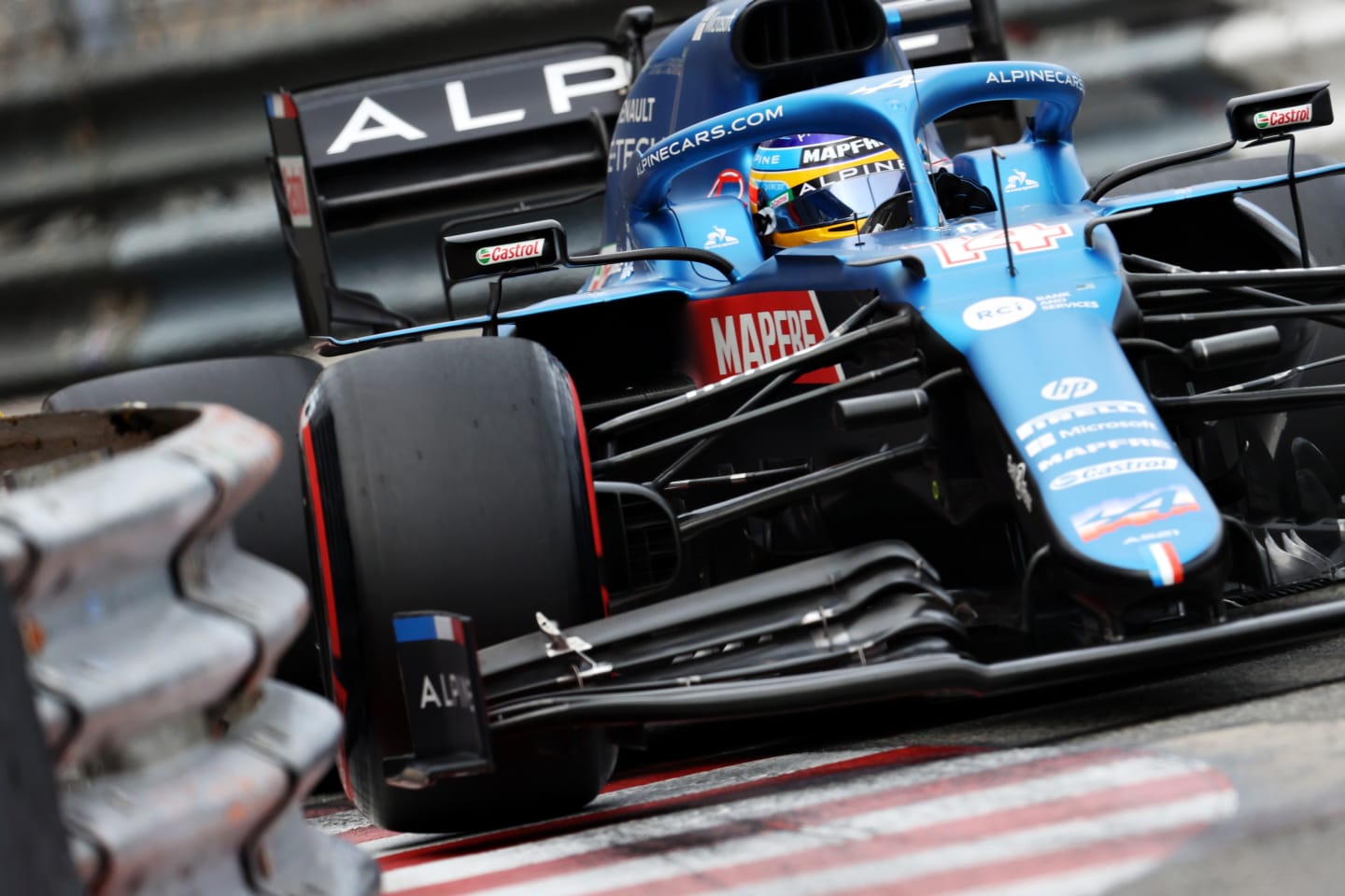 MONTE-CARLO, MONACO - MAY 22: Fernando Alonso of Spain driving the (14) Alpine A521 Renault during