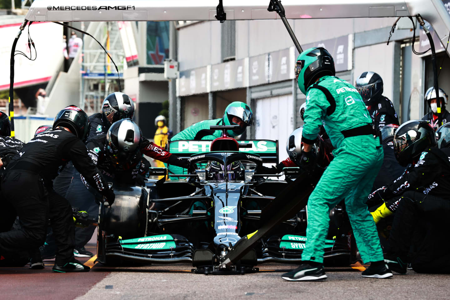 MONTE-CARLO, MONACO - MAY 23: Lewis Hamilton of Great Britain driving the (44) Mercedes AMG