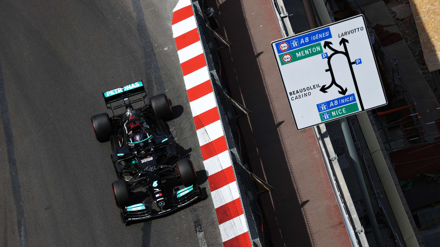 MONTE-CARLO, MONACO - MAY 23: Lewis Hamilton of Great Britain driving the (44) Mercedes AMG