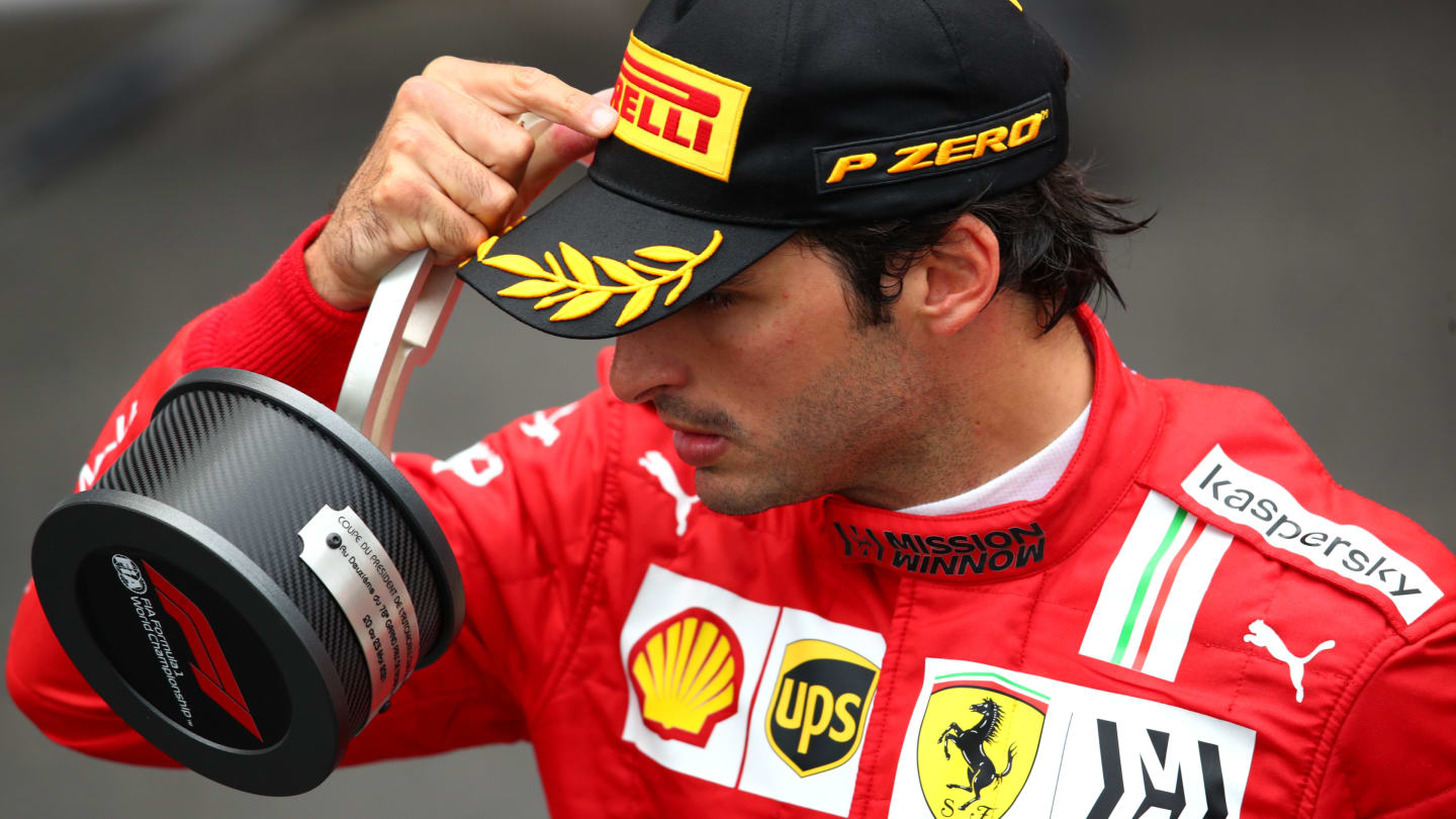 MONTE-CARLO, MONACO - MAY 23: Second placed Carlos Sainz of Spain and Ferrari celebrates in parc