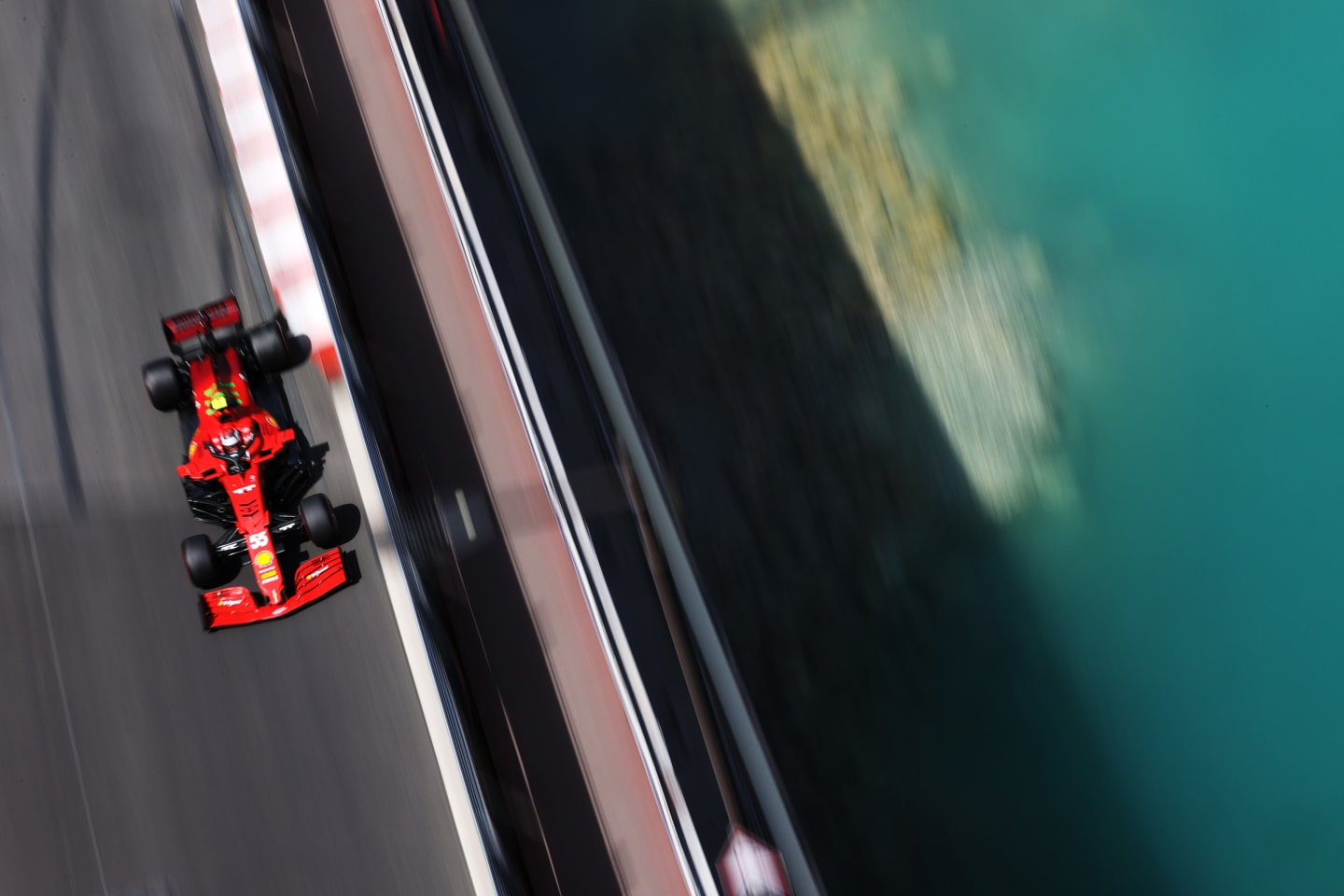 MONTE-CARLO, MONACO - MAY 23: Carlos Sainz of Spain driving the (55) Scuderia Ferrari SF21 during