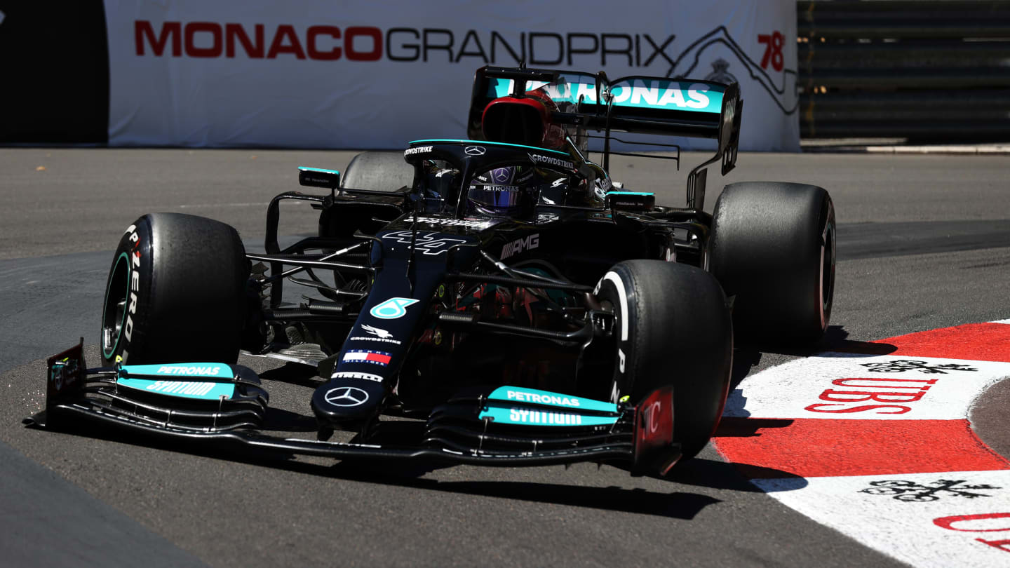 MONTE-CARLO, MONACO - MAY 20: Lewis Hamilton of Great Britain driving the (44) Mercedes AMG