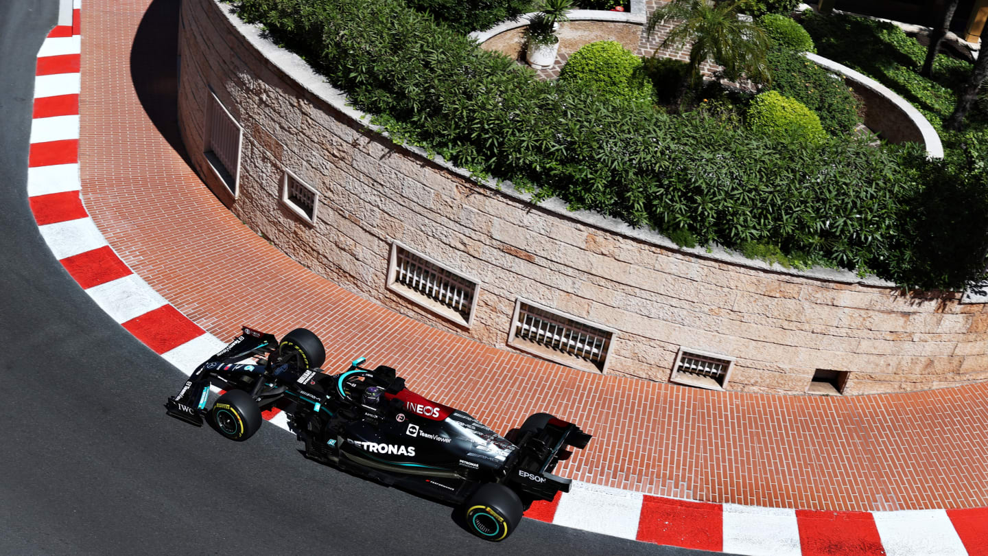 MONTE-CARLO, MONACO - MAY 20: Lewis Hamilton of Great Britain driving the (44) Mercedes AMG