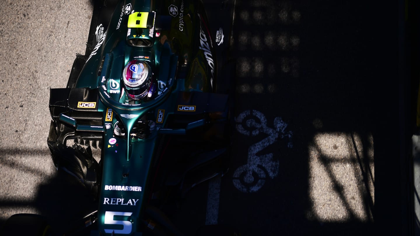MONTE-CARLO, MONACO - MAY 20: Sebastian Vettel of Germany driving the (5) Aston Martin AMR21