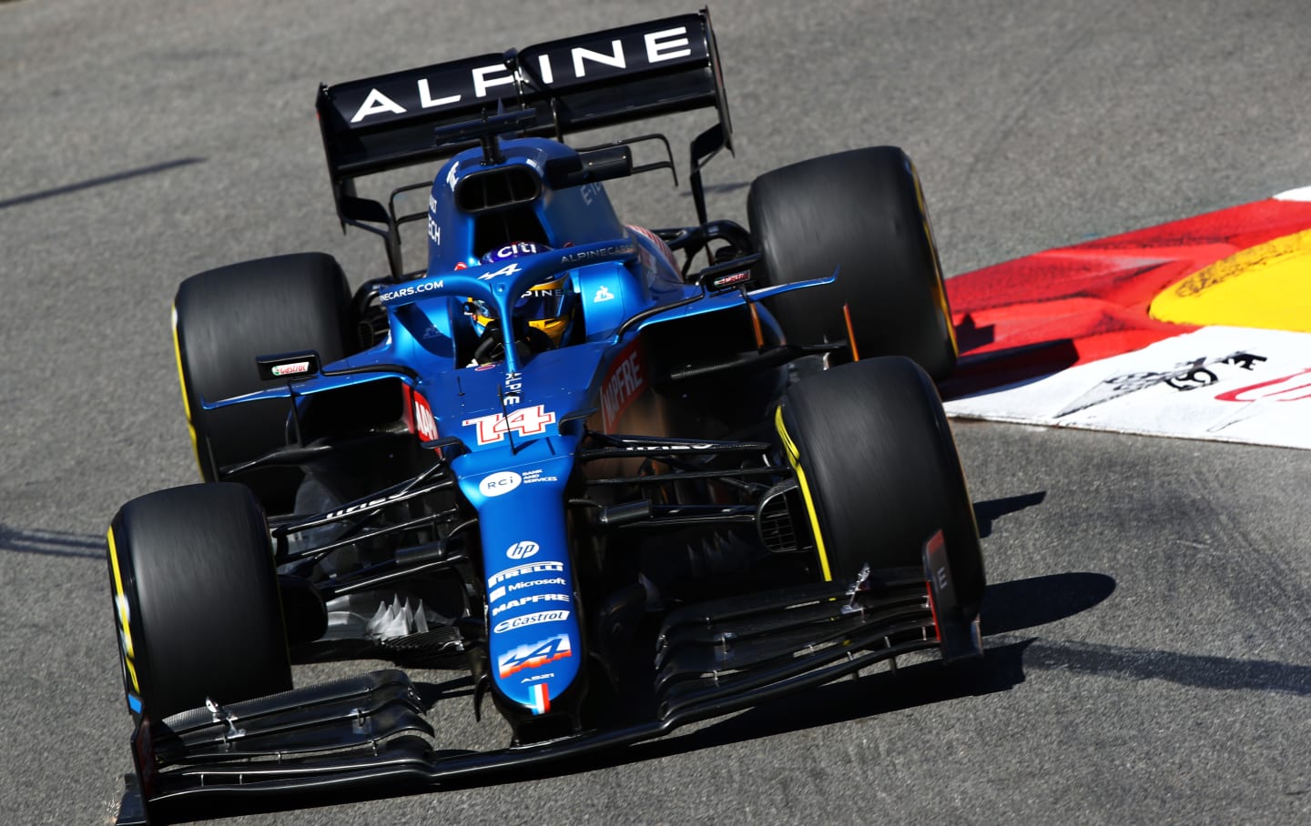 MONTE-CARLO, MONACO - MAY 20: Fernando Alonso of Spain driving the (14) Alpine A521 Renault on
