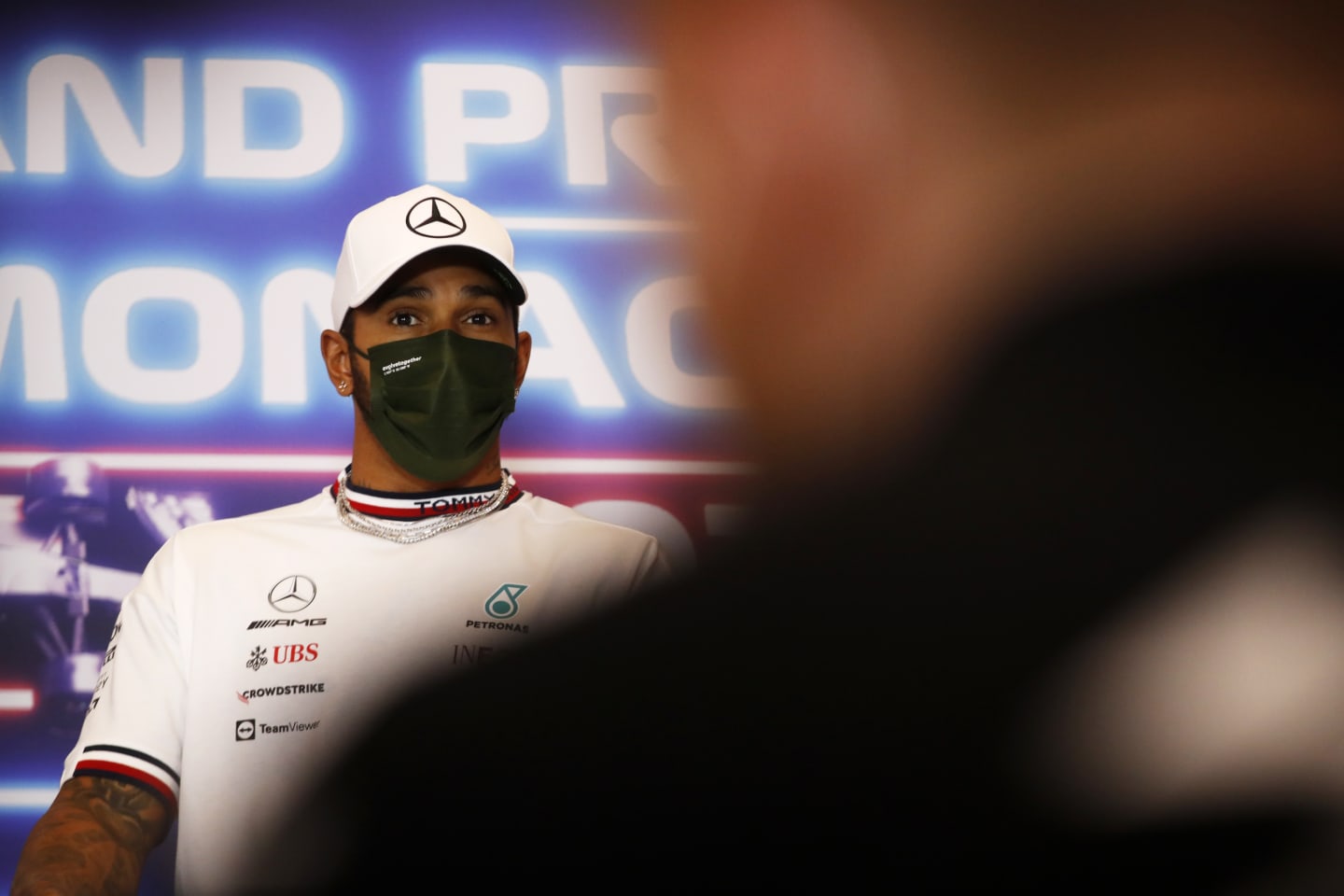 MONTE-CARLO, MONACO - MAY 19: Lewis Hamilton of Great Britain and Mercedes GP talks in the Drivers