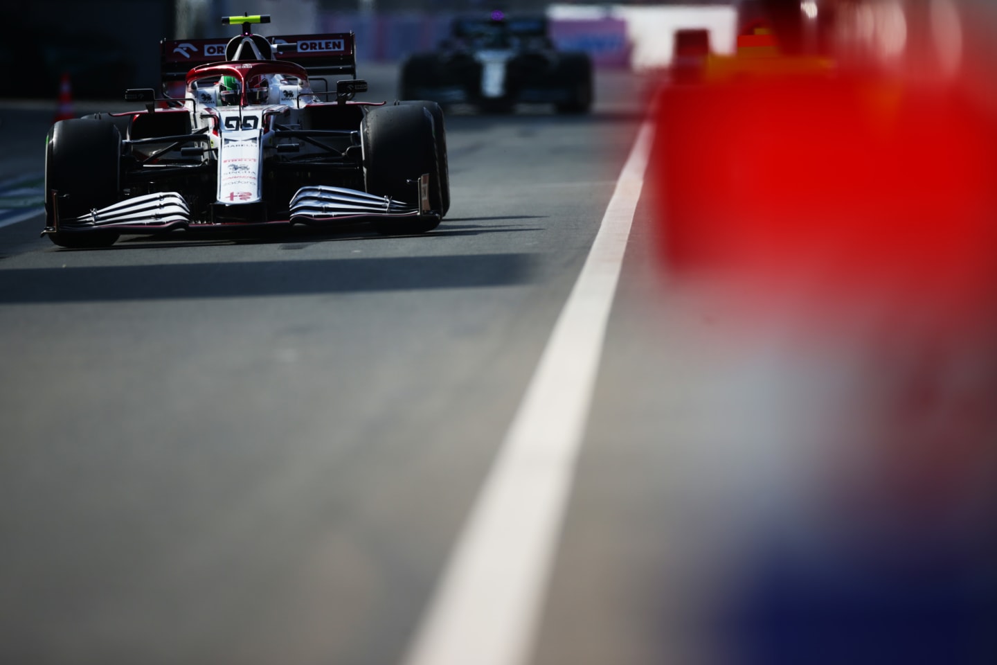 ZANDVOORT, NETHERLANDS - SEPTEMBER 03: Antonio Giovinazzi of Italy driving the (99) Alfa Romeo Racing C41 Ferrari in the Pitlane during practice ahead of the F1 Grand Prix of The Netherlands at Circuit Zandvoort on September 03, 2021 in Zandvoort, Netherlands. (Photo by Peter Fox/Getty Images)