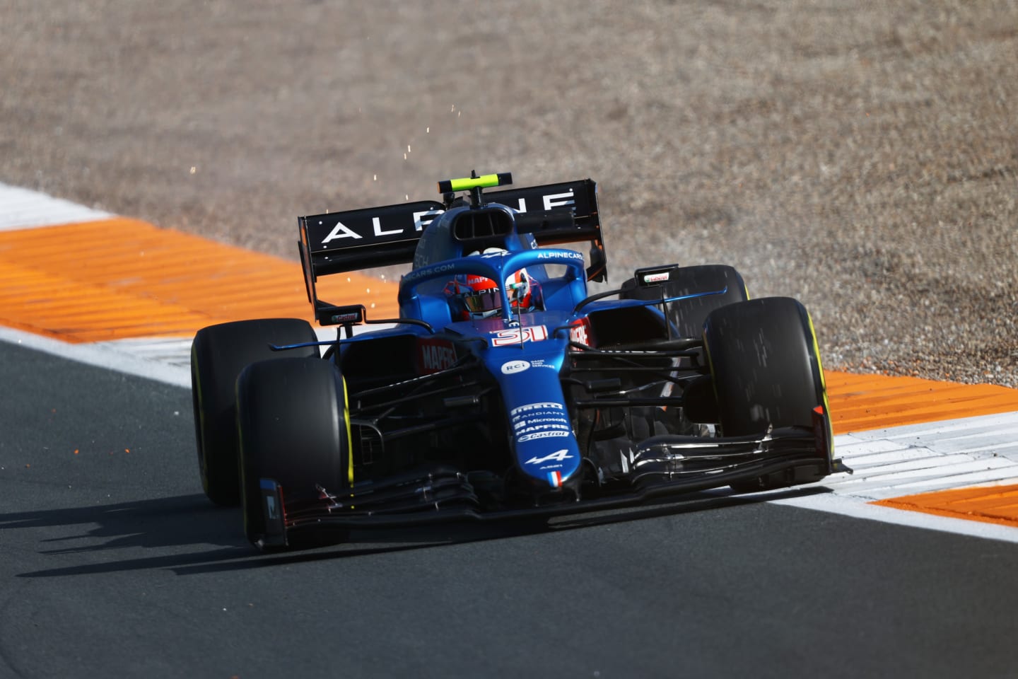 ZANDVOORT, NETHERLANDS - SEPTEMBER 03: Esteban Ocon of France driving the (31) Alpine A521 Renault during practice ahead of the F1 Grand Prix of The Netherlands at Circuit Zandvoort on September 03, 2021 in Zandvoort, Netherlands. (Photo by Bryn Lennon/Getty Images)