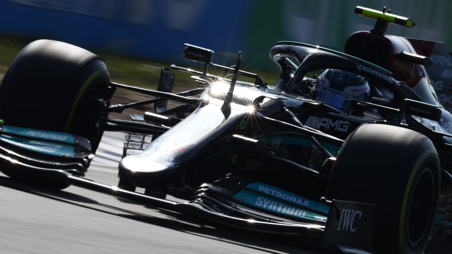 ZANDVOORT, NETHERLANDS - SEPTEMBER 03: Valtteri Bottas of Finland driving the (77) Mercedes AMG Petronas F1 Team Mercedes W12 during practice ahead of the F1 Grand Prix of The Netherlands at Circuit Zandvoort on September 03, 2021 in Zandvoort, Netherlands. (Photo by Clive Rose - Formula 1/Formula 1 via Getty Images)