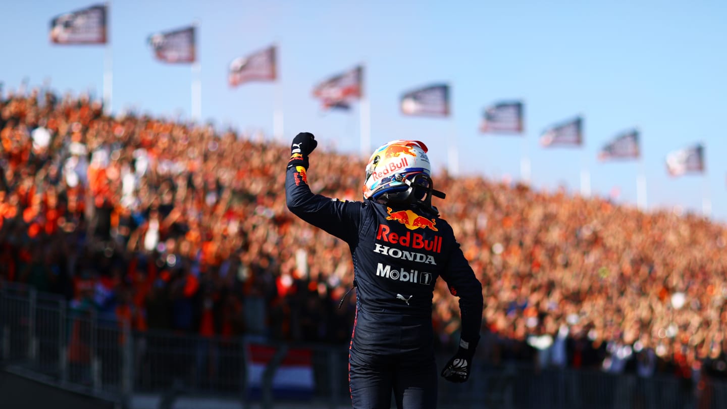 ZANDVOORT, NETHERLANDS - SEPTEMBER 04: Pole position qualifier Max Verstappen of Netherlands and