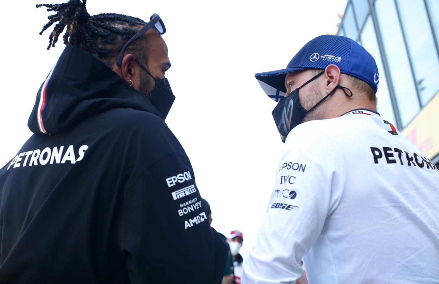 ZANDVOORT, NETHERLANDS - SEPTEMBER 05: Lewis Hamilton of Great Britain and Mercedes GP and Valtteri