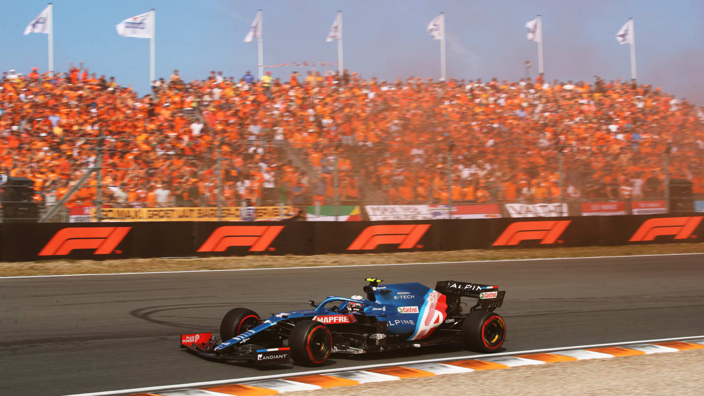 ZANDVOORT, NETHERLANDS - SEPTEMBER 05: Esteban Ocon of France driving the (31) Alpine A521 Renault on his way to the grid ahead of the F1 Grand Prix of The Netherlands at Circuit Zandvoort on September 05, 2021 in Zandvoort, Netherlands. (Photo by Joe Portlock - Formula 1/Formula 1 via Getty Images)