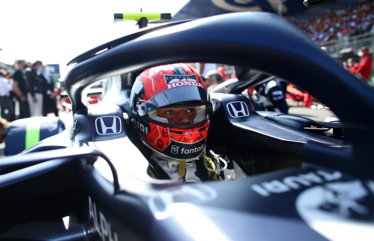 ZANDVOORT, NETHERLANDS - SEPTEMBER 05: Pierre Gasly of France and Scuderia AlphaTauri prepares to drive on the grid ahead of the F1 Grand Prix of The Netherlands at Circuit Zandvoort on September 05, 2021 in Zandvoort, Netherlands. (Photo by Peter Fox/Getty Images)