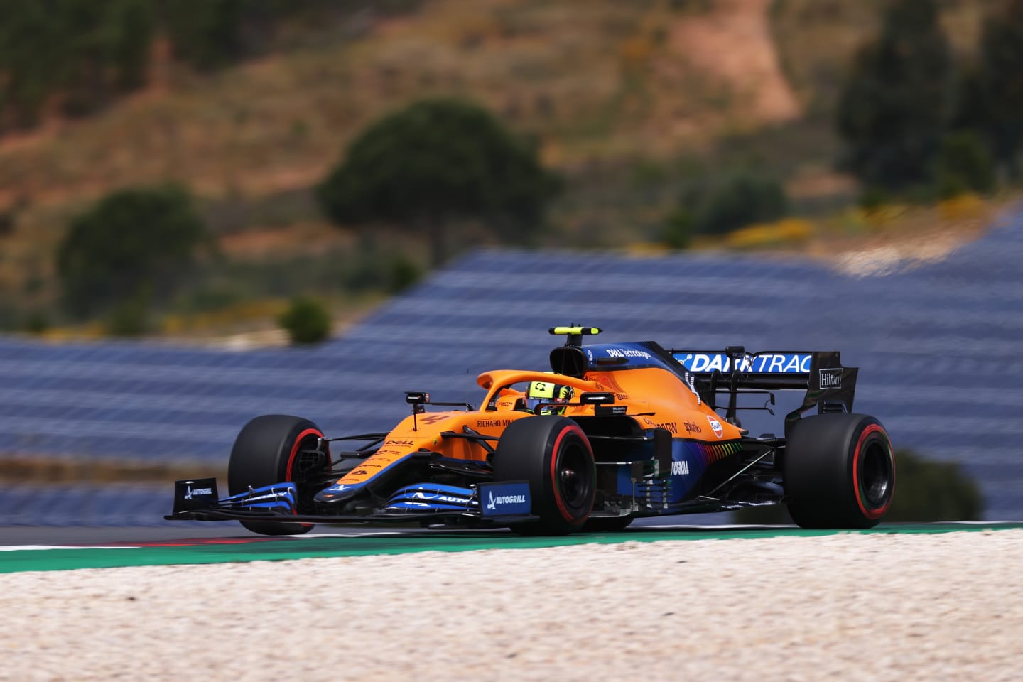PORTIMAO, PORTUGAL - MAY 01: Lando Norris of Great Britain driving the (4) McLaren F1 Team MCL35M Mercedes on track during final practice for the F1 Grand Prix of Portugal at Autodromo Internacional Do Algarve on May 01, 2021 in Portimao, Portugal. (Photo by Lars Baron/Getty Images)