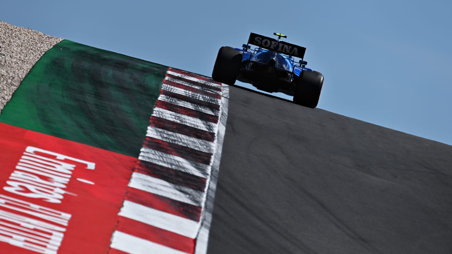 PORTIMAO, PORTUGAL - MAY 01: Nicholas Latifi of Canada driving the (6) Williams Racing FW43B Mercedes during qualifying for the F1 Grand Prix of Portugal at Autodromo Internacional Do Algarve on May 01, 2021 in Portimao, Portugal. (Photo by Clive Mason - Formula 1/Formula 1 via Getty Images)