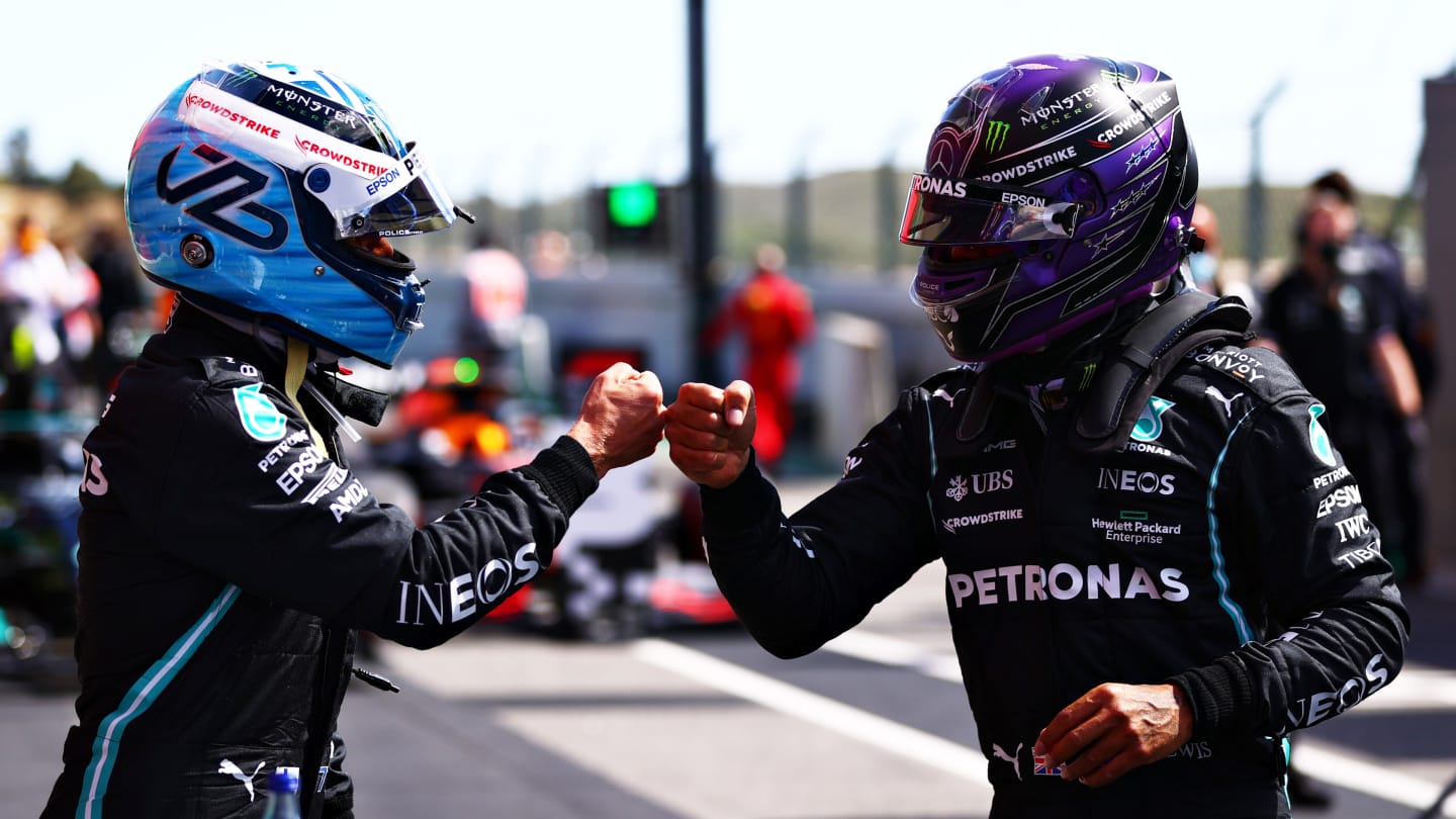 PORTIMAO, PORTUGAL - MAY 01: Pole position qualifier Valtteri Bottas of Finland and Mercedes GP and