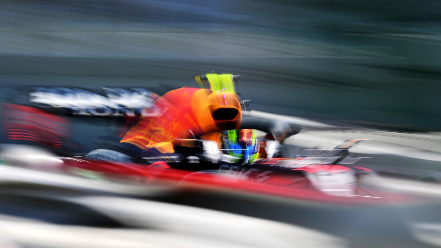 PORTIMAO, PORTUGAL - MAY 01: Sergio Perez of Mexico driving the (11) Red Bull Racing RB16B Honda  during qualifying for the F1 Grand Prix of Portugal at Autodromo Internacional Do Algarve on May 01, 2021 in Portimao, Portugal. (Photo by Mario Renzi - Formula 1/Formula 1 via Getty Images)