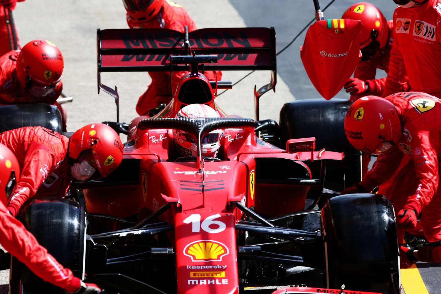 PORTIMAO, PORTUGAL - MAY 02: Charles Leclerc of Monaco driving the (16) Scuderia Ferrari SF21 comes