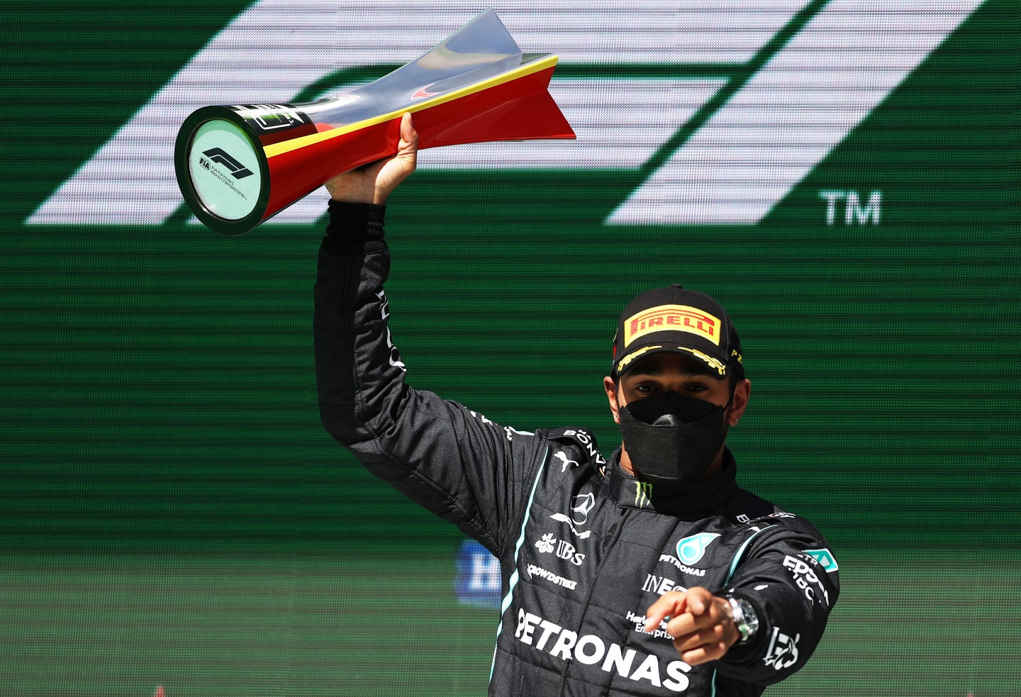 PORTIMAO, PORTUGAL - MAY 02: Race winner Lewis Hamilton of Great Britain and Mercedes GP celebrates